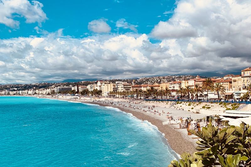 The Baie des Anges and Nice's beach seen from above