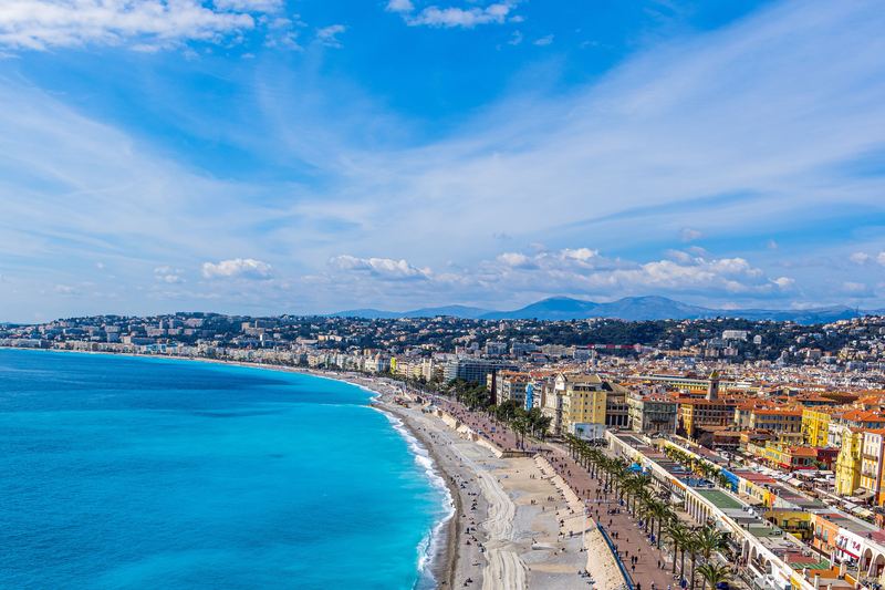The Baie des Anges and the Promenade des Anglais seen from Castle Hill